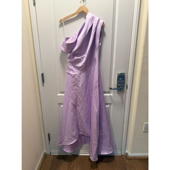 Elliatt Marissa One-Shoulder Satin High-Low Gown in Lilac size S Bridal NWT - Picture 6 of 7